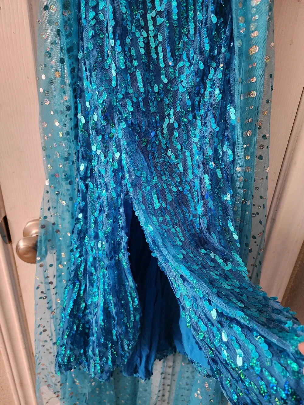 Blue Sequin Princess Kids Costume Dress